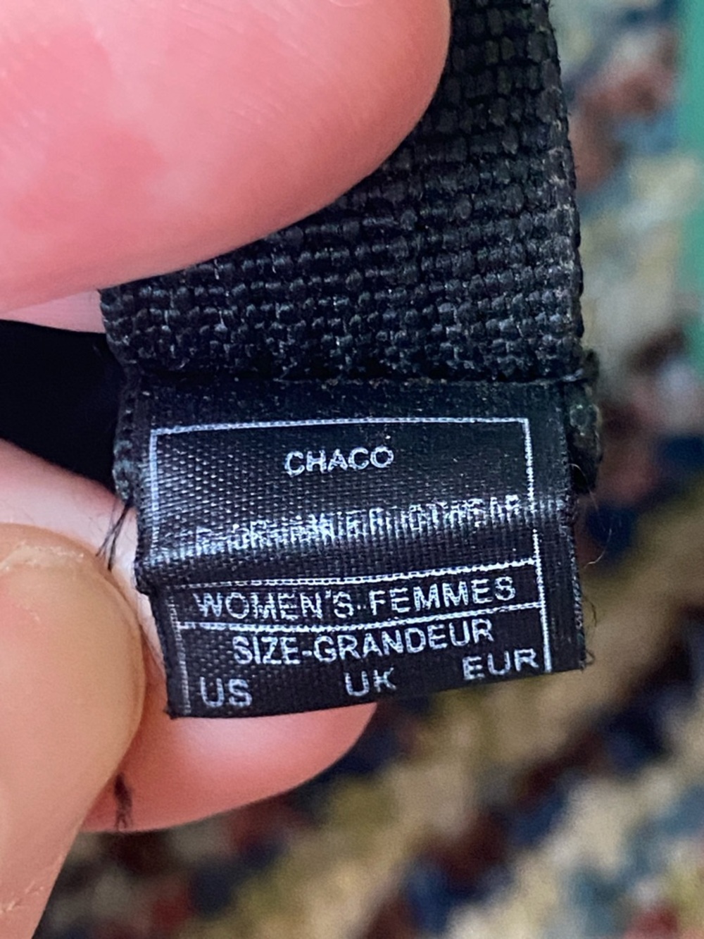 Chaco Women's Black Sandals with Teal and Light Blue Straps - Picture 7 of 9